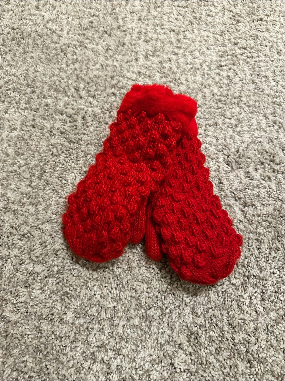 Ladies Knit Red Mittens